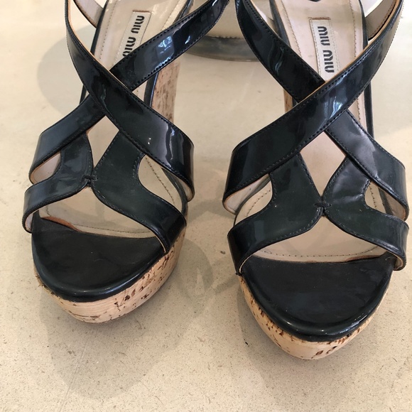 Miu Miu Cutout Slingback Cork Wedge Sandal Sz. 37 - Picture 7 of 8